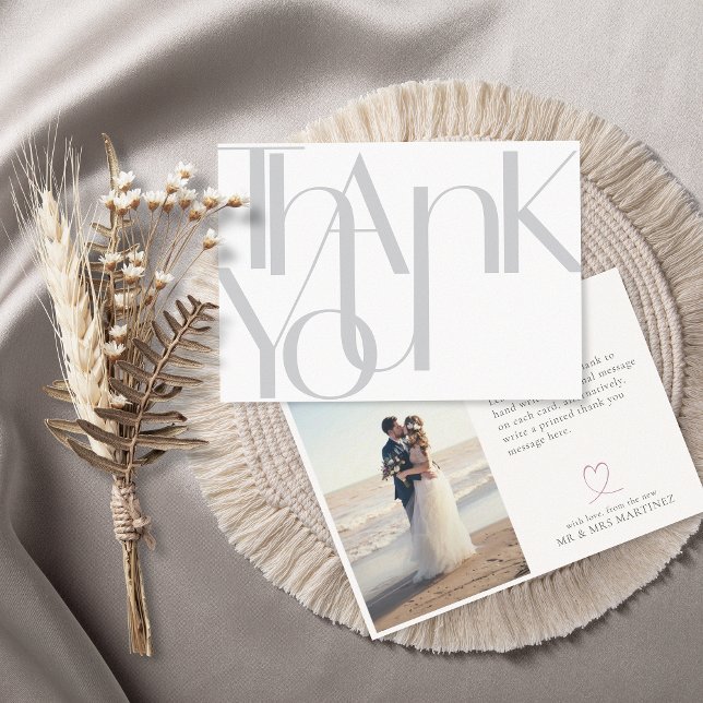 Minimalist Bold Photo light Gray Thank You Card (Creator Uploaded)