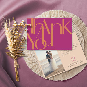 Minimalist Bold Photo Magenta Orange Thank You Car Card