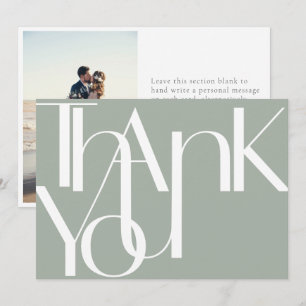 Minimalist Bold Photo Sage Thank You Card