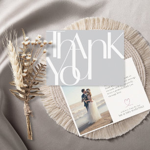 Minimalist Bold Photo White Light Grey Thank You Card