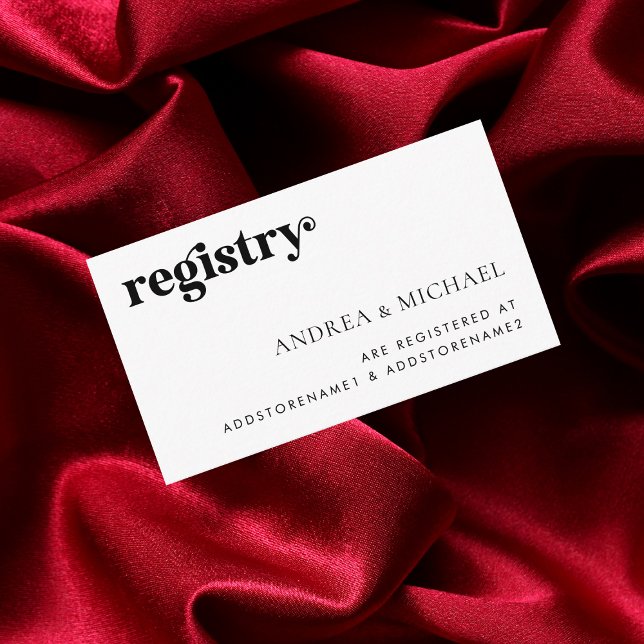Minimalist Bold Retro Script Wedding Gift Registry Enclosure Card (Creator Uploaded)