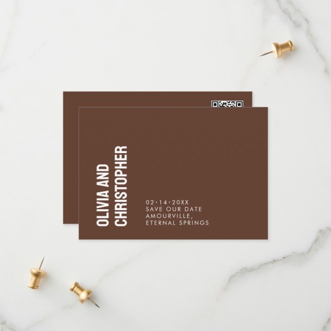 Minimalist Bold Save the date with QR code (Front/Back In Situ)