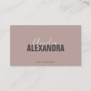 Minimalist Bold Script Boho Chic Mauve Photo  Business Card