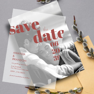 Minimalist Bold Script Wedding Save the Date Vellum Invitations
