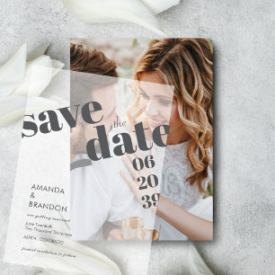 Minimalist Bold Script Wedding Save the Date Vellum Invitations