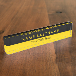 Minimalist Bold Simple Yellow and Black Nameplate