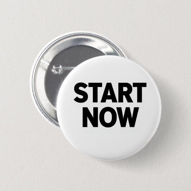 Minimalist bold start now text 2 inch round button (Front & Back)