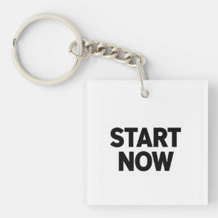 Minimalist bold start now text keychain