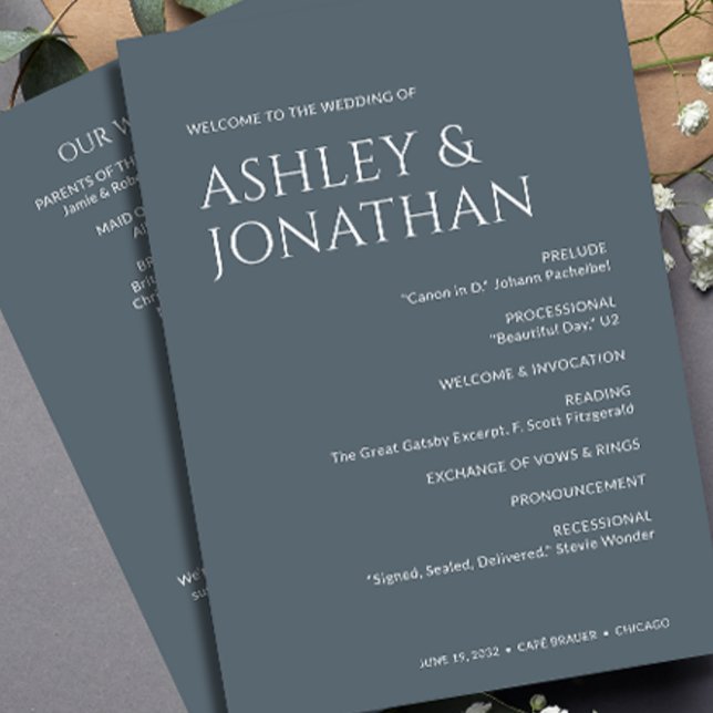 Minimalist Bold Text Highlights Wedding Program (Creator Uploaded)