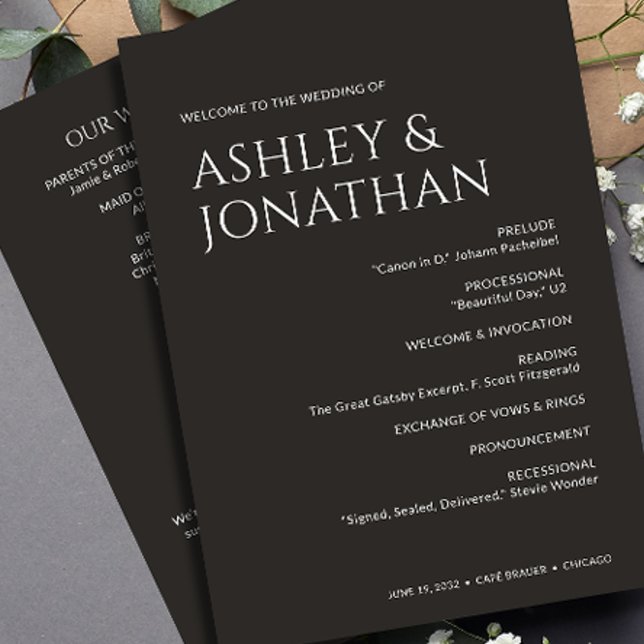 Minimalist Bold Text Highlights Wedding Program (Creator Uploaded)