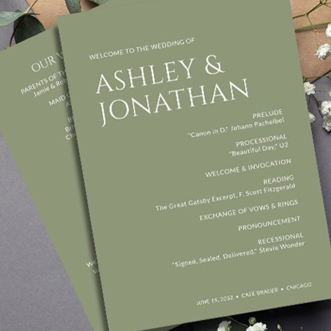 Minimalist Bold Text Highlights Wedding Program (Creator Uploaded)
