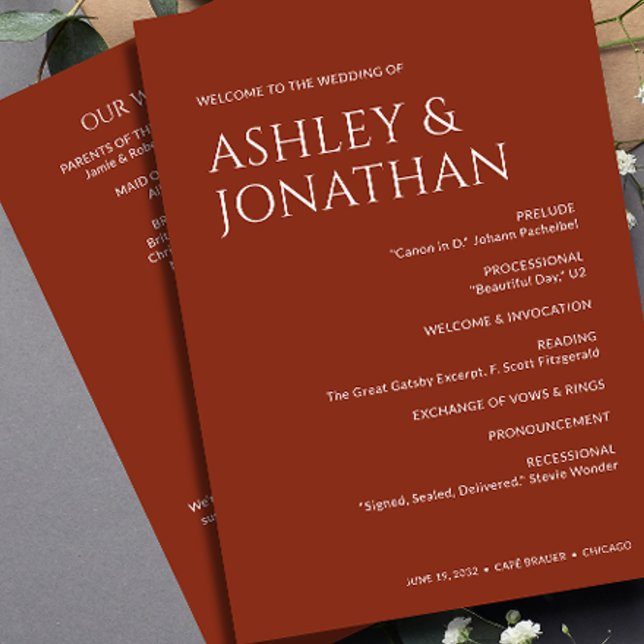 Minimalist Bold Text Highlights Wedding Program (Creator Uploaded)