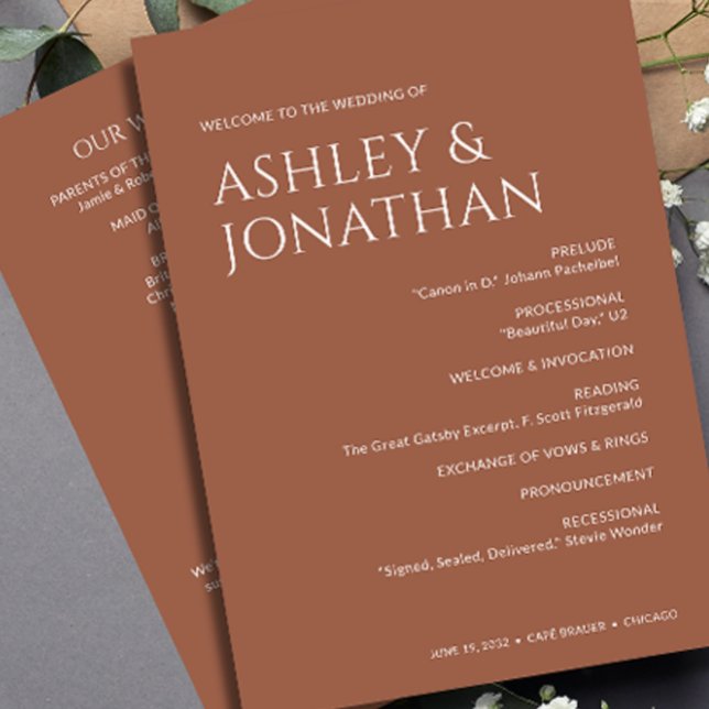 Minimalist Bold Text Highlights Wedding Program (Creator Uploaded)