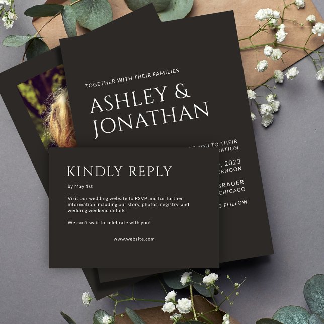 Minimalist Bold Text Highlights Wedding RSVP Card (Creator Uploaded)