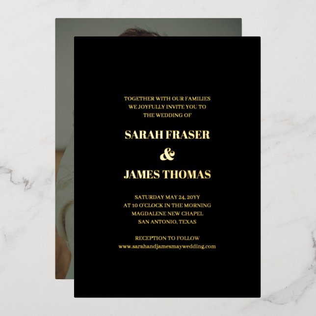 Minimalist Bold Typography Black Photo Wedding (Front/Back)