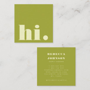 Minimalist Bold Typography Lime Green Modern Hi Square Business Card