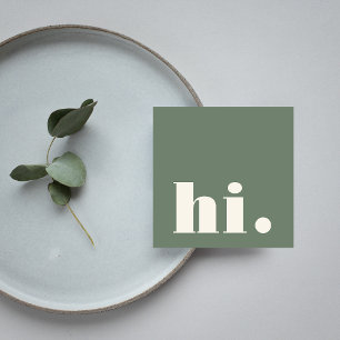 Minimalist Bold Typography Sage Green Modern Hi Square Business Card
