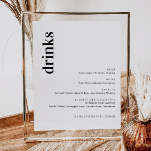 Minimalist Bold Wedding Bar Menu   Drink Menu Poster