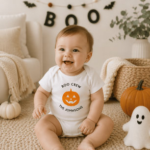 Minimalist Boo Crew Pumpkin – Personalized Baby Bodysuit