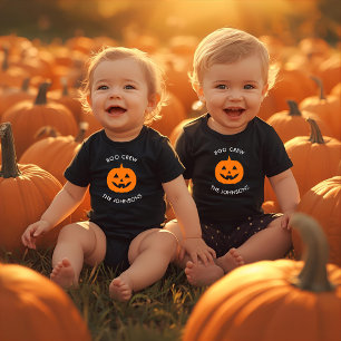 Minimalist Boo Crew Pumpkin – Personalized Baby Bodysuit