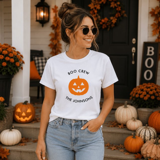 Minimalist Boo Crew Pumpkin – Personalized T-Shirt (Creator Uploaded)