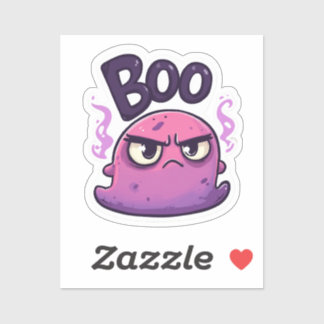  Minimalist Boo Sticker | Aesthetic Grumpy Ghost D