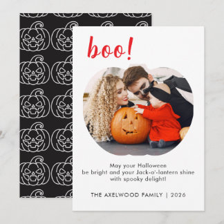 Minimalist Boo Typographic Family Halloween Holiday Card