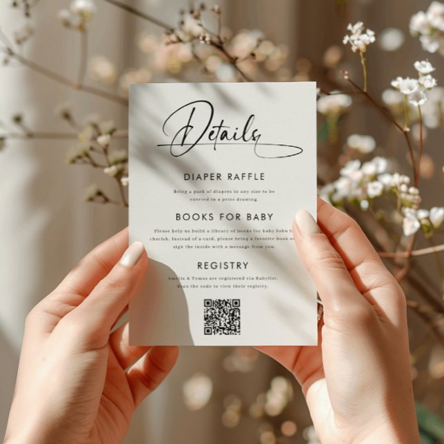 Minimalist Books for Baby, Diaper Raffle, Qr-code Enclosure Card (Creator Uploaded)