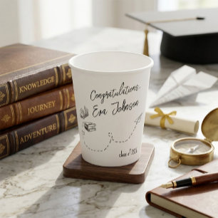 Minimalist Books & Paper Plane Graduation  Cups
