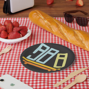 Minimalist Bookshelf Graphic Icon Paper Plate