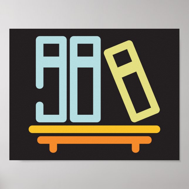 Minimalist Bookshelf Graphic Icon Poster (Front)