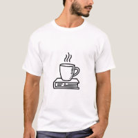 Minimalist Bookworm Coffee Line Art Tee