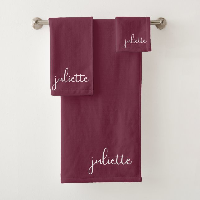 Minimalist Bordeaux Wine Personalized Bath Towel Set (Insitu)