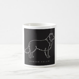 Minimalist Border Collie Line Art Dog Graphic  Coffee Mug