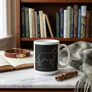 Minimalist Border Collie Line Art Dog Graphic  Coffee Mug