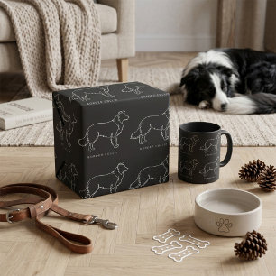 Minimalist Border Collie Line Art Dog Graphic Wrapping Paper