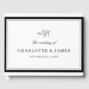 Minimalist Border Foliage Leaf Guest Book