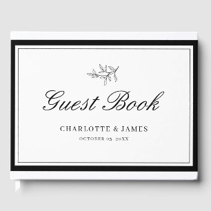 Minimalist Border Foliage Leaf Guest Book