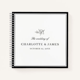 Minimalist Border Foliage Leaf Guest Book