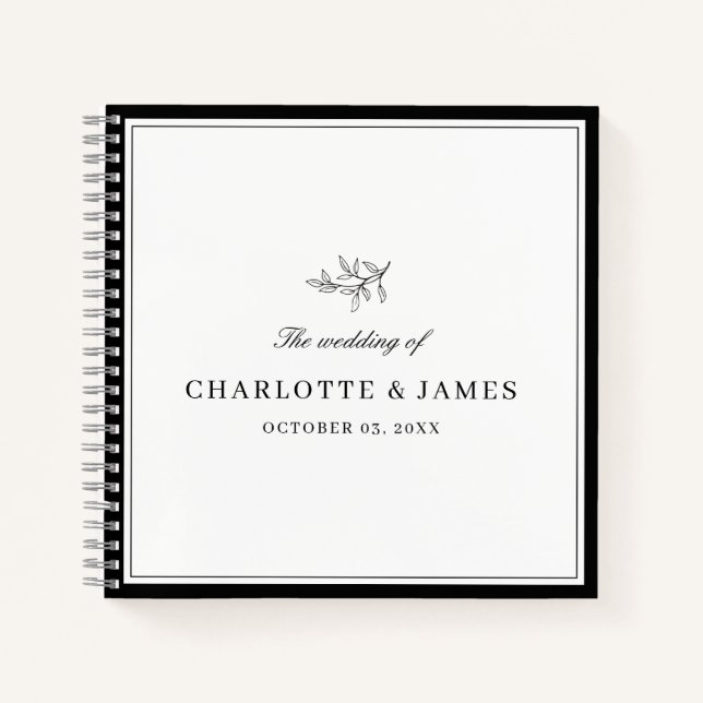 Minimalist Border Foliage Leaf Guest Book (Front)