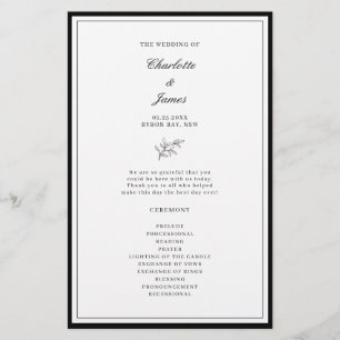 Minimalist Border Leaf Wedding Ceremony Program