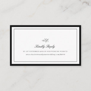 Minimalist Border Leaf Wedding Website RSVP Enclos Enclosure Card