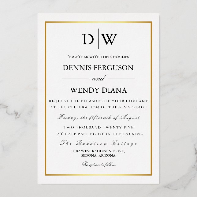 Minimalist Border Monogram Wedding (Front)