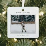 Minimalist Border Photo Modern Christmas Metal Ornament<br><div class="desc">Modern Christmas ornament featuring a minimalist design with your photo inside of a simple frame.</div>