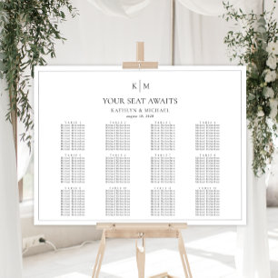 Minimalist Border Wedding 12 Table Seating Charts