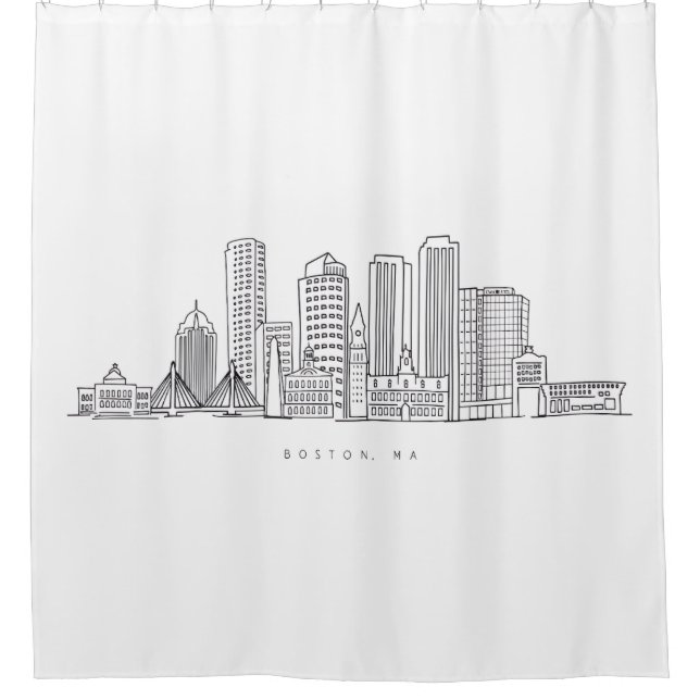 Minimalist Boston City Skyline Illustration (Front)