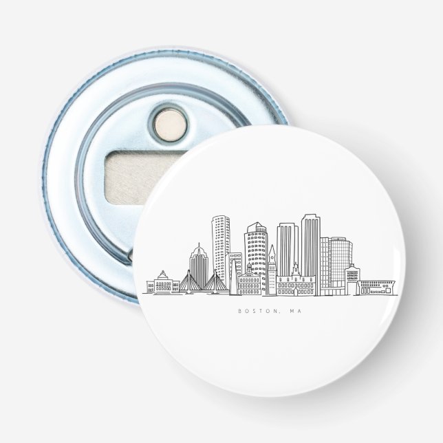 Minimalist Boston City Skyline Illustration Bottle Opener (Front)