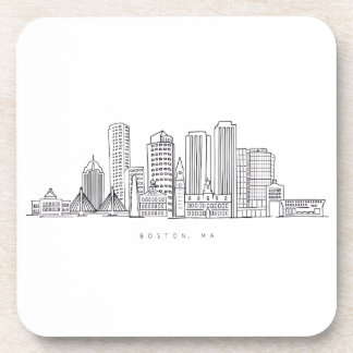 Minimalist Boston City Skyline Illustration Coaster