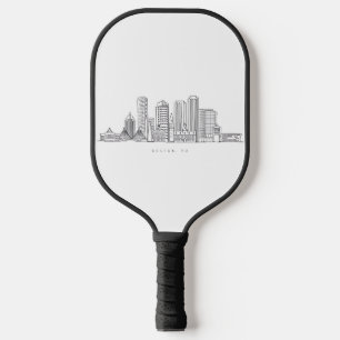 Minimalist Boston City Skyline Illustration Pickleball Paddle