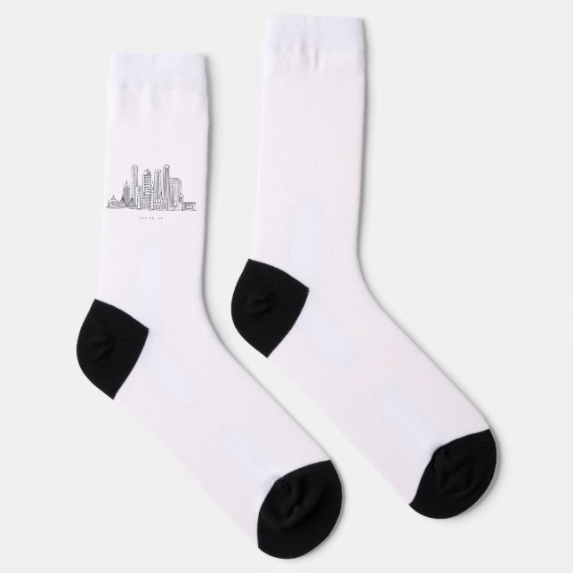 Minimalist Boston City Skyline Illustration Socks (Right)